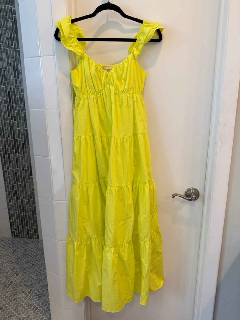 Skies Are Blue Neon Yellow Ruffled Tiered Maxi Dress